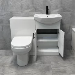 Rene Complete Quadrant Shower Cubicle Suite Inc Vanity + Black Tap & Valve 19 Rene Complete Quadrant Shower Cubicle Suite Inc Vanity + Black Tap & Valve -UK Bathroom Products Sales 2024 1050mm Set with Black Handles Open jpg webp
