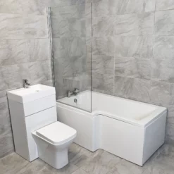 Space Saver Complete 1500mm Showerbath Suite For Small Bathrooms Left Hand