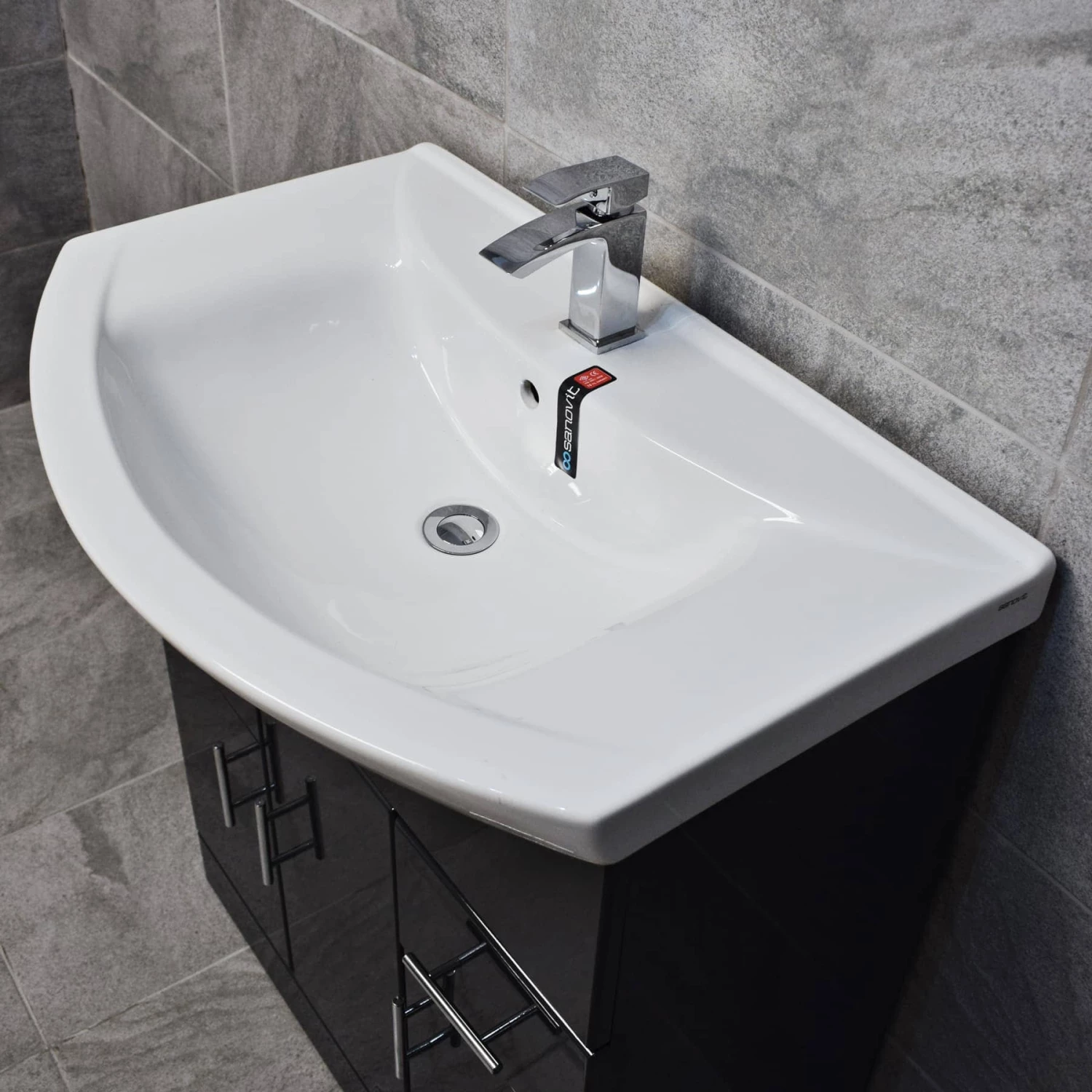 750mm Glossy Anthracite Sink Basin Vanity Unit Set Storage Unit + Toilet Set 7 750mm Glossy Anthracite Sink Basin Vanity Unit Set Storage Unit + Toilet Set - Image 5