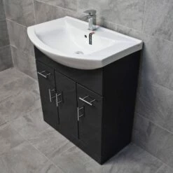 750mm Glossy Anthracite Sink Basin Vanity Unit Set Storage Unit + Toilet Set 16 750mm Glossy Anthracite Sink Basin Vanity Unit Set Storage Unit + Toilet Set -UK Bathroom Products Sales 2024 17500 Anthracite Side