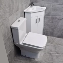 Sindee Rimless Short Projection Toilet & Corner Basin Vanity 2 Door Cloakroom 12 Sindee Rimless Short Projection Toilet & Corner Basin Vanity 2 Door Cloakroom -UK Bathroom Products Sales 2024 2 Door Corner Sandy Set Side jpg webp