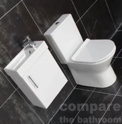 400mm Wall Hung Vanity Unit Basin Sink & Rimless Toilet Set En Suite Bathroom