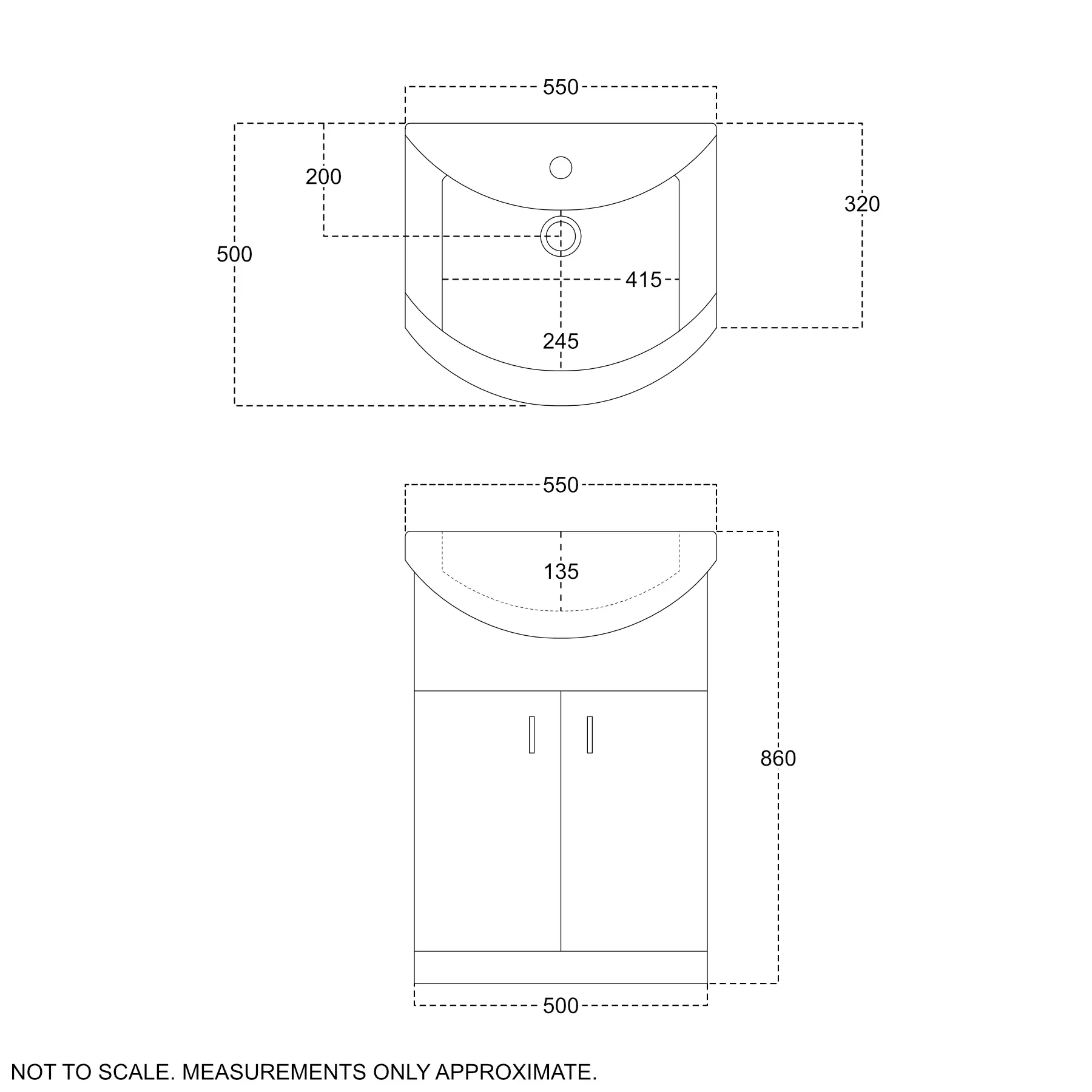 550mm Bathroom Vanity Unit & Ceramic Basin Sink Cupboard Storage Optional Tap 8 550mm Bathroom Vanity Unit & Ceramic Basin Sink Cupboard Storage Optional Tap - Image 6