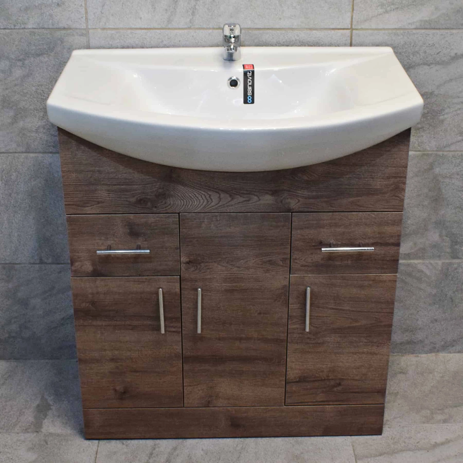 750mm Designer Walnut Oak Vanity Basin Sink Storage Unit Bathroom 9 750mm Designer Walnut Oak Vanity Basin Sink Storage Unit Bathroom - Image 7