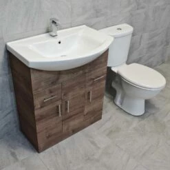 750mm Walnut Oak Sink Basin Vanity Unit Set Storage Unit + Toilet Set 17 750mm Walnut Oak Sink Basin Vanity Unit Set Storage Unit + Toilet Set -UK Bathroom Products Sales 2024 750 St Moritz Vanity Griselle Set side