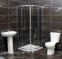 900mm Chrome Quadrant Cubicle Bathroom En-Suite Shower Suite Inc Shower Tray