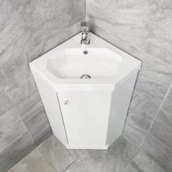 Alpine Duo 420mm Corner Vanity Unit Inc Basin Ex-bathstore White Cloakroom