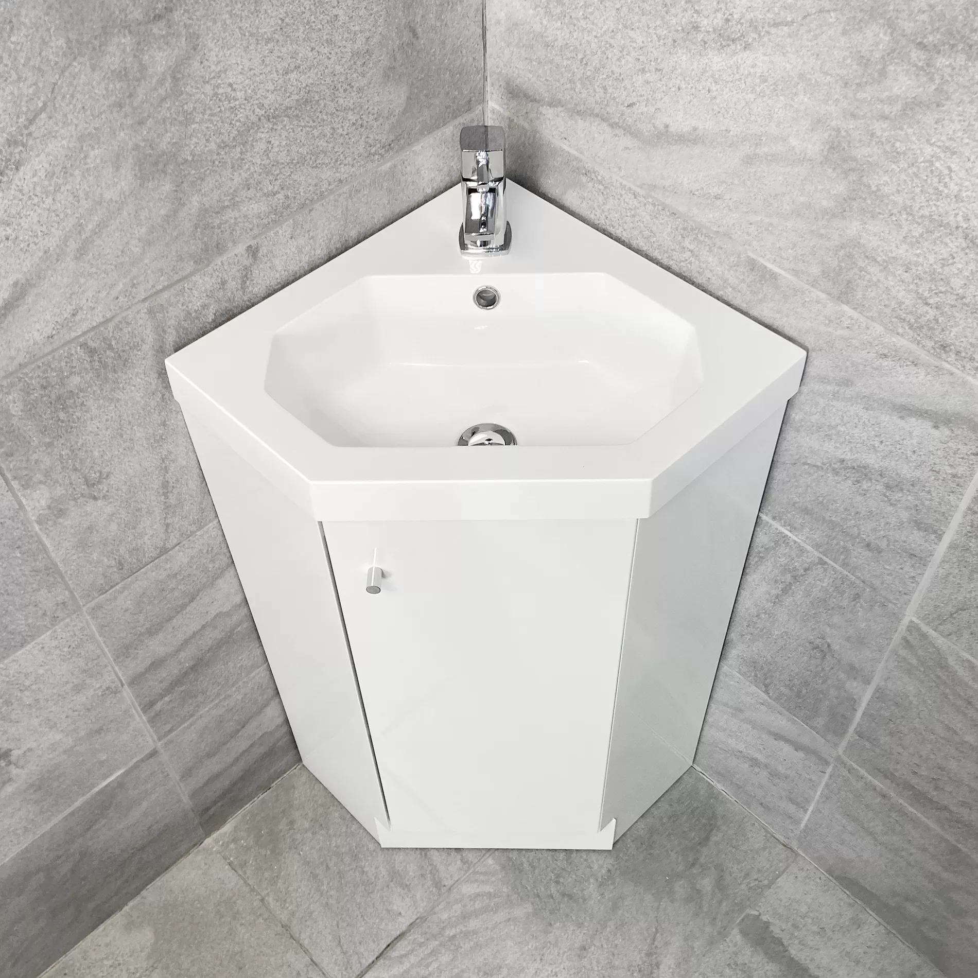 Alpine Duo 420mm Corner Vanity Unit Inc Basin Ex-bathstore White Cloakroom 3 Alpine Duo 420mm Corner Vanity Unit Inc Basin Ex-bathstore White Cloakroom