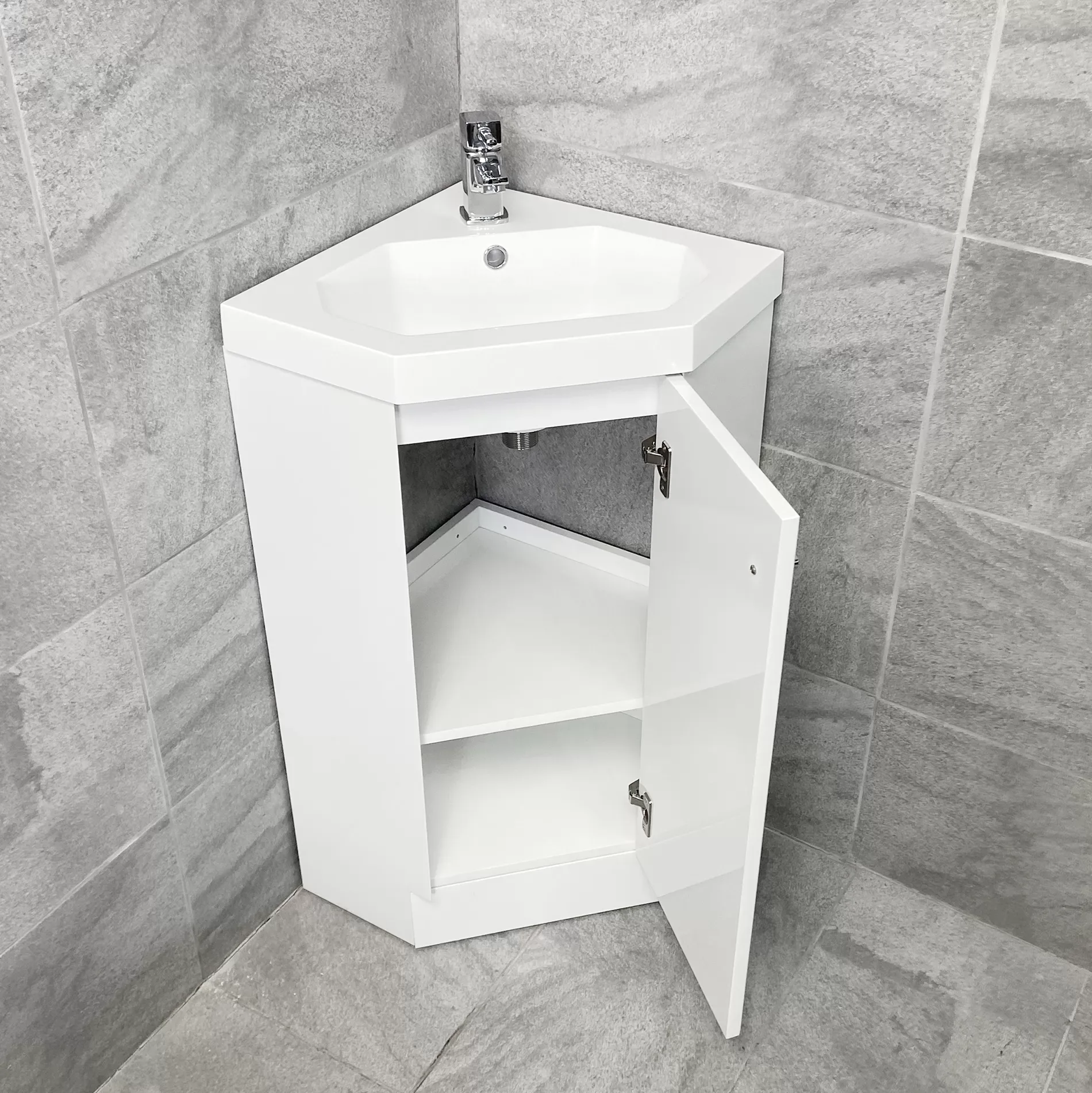 Alpine Duo 420mm Corner Vanity Unit Inc Basin Ex-bathstore White Cloakroom 5 Alpine Duo 420mm Corner Vanity Unit Inc Basin Ex-bathstore White Cloakroom - Image 3