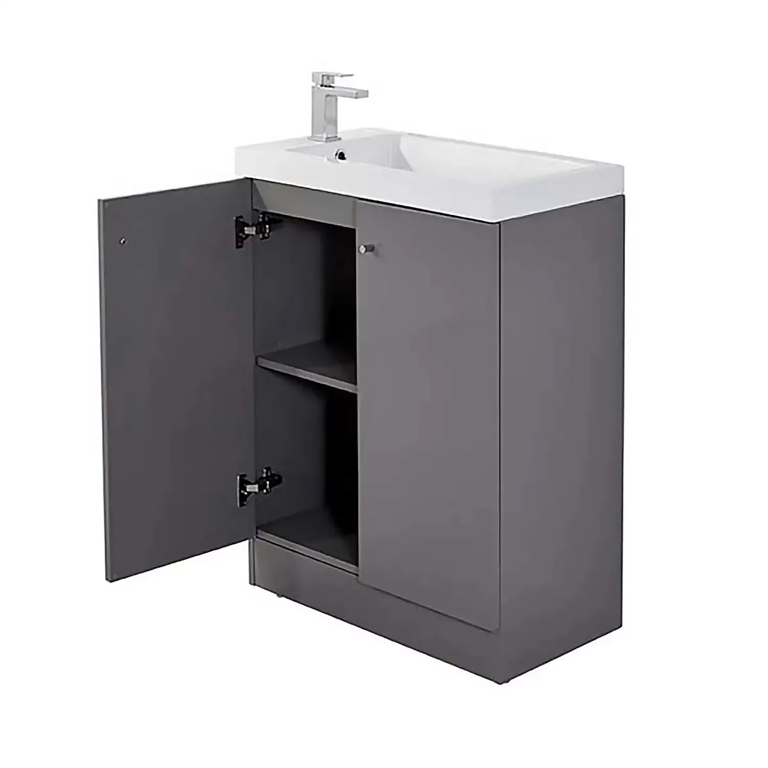 Ex-Bathstore Alpine Duo 660mm Grey Gloss Vanity Unit With Resin Basin Sink 5 Ex-Bathstore Alpine Duo 660mm Grey Gloss Vanity Unit With Resin Basin Sink - Image 3
