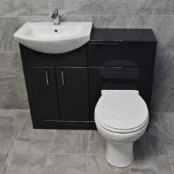1050mm Anthracite Finish Bathroom Furniture Vanity Set Basin Sink + Toilet Unit