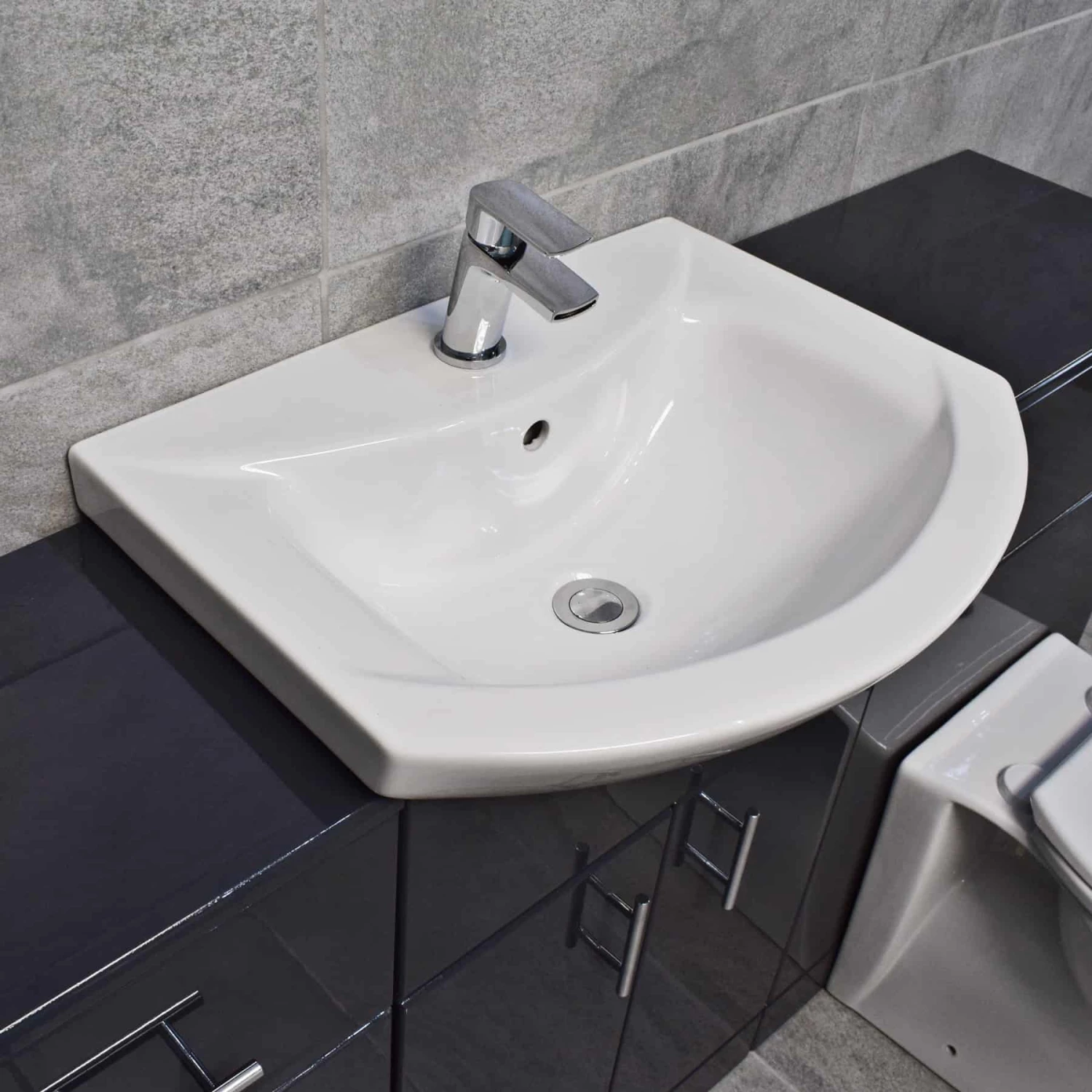 1350mm Anthracite Drawerline Vanity Set Bathroom Storage Toilet + Basin 8 1350mm Anthracite Drawerline Vanity Set Bathroom Storage Toilet + Basin - Image 6