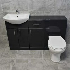 1350mm Anthracite Drawerline Vanity Set Bathroom Storage Toilet + Basin 13 1350mm Anthracite Drawerline Vanity Set Bathroom Storage Toilet + Basin -UK Bathroom Products Sales 2024 Anthracite 1400 Vanity Toilet Set Compare Front Config2