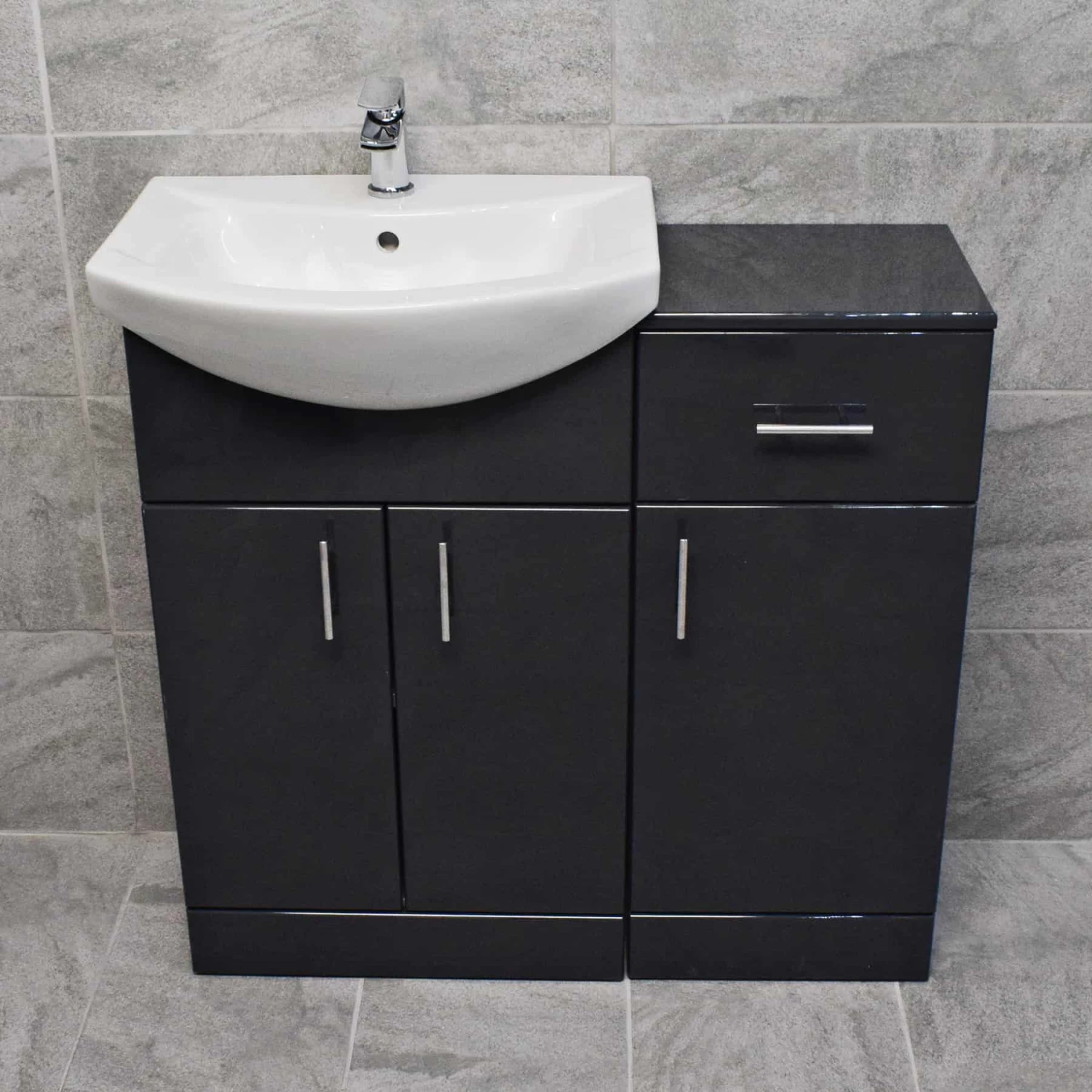 1350mm Anthracite Drawerline Vanity Set Bathroom Storage Toilet + Basin 10 1350mm Anthracite Drawerline Vanity Set Bathroom Storage Toilet + Basin - Image 8