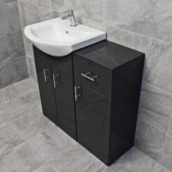1350mm Anthracite Drawerline Vanity Set Bathroom Storage Toilet + Basin 19 1350mm Anthracite Drawerline Vanity Set Bathroom Storage Toilet + Basin -UK Bathroom Products Sales 2024 Anthracite 900 Compare Set Side