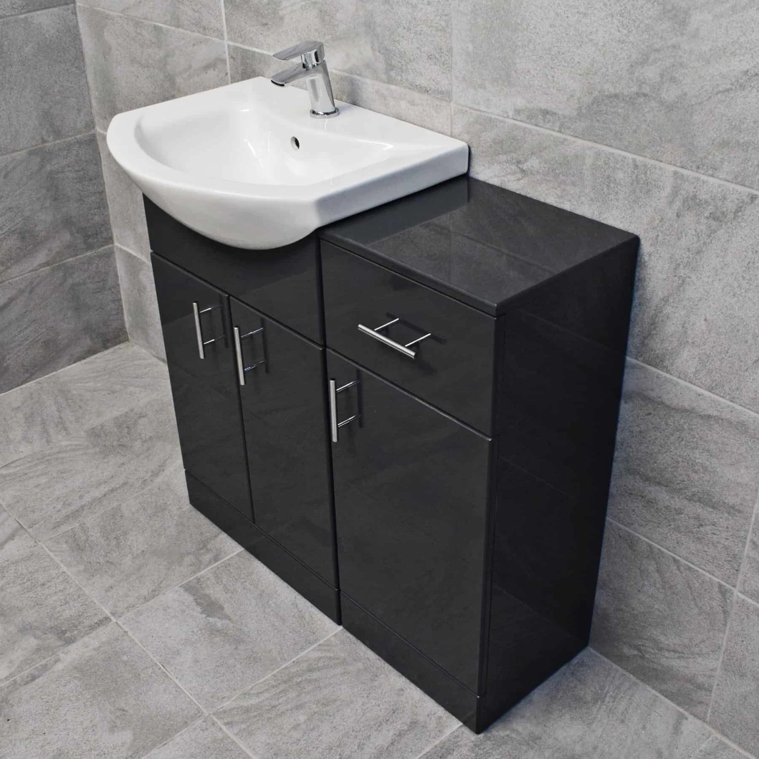 1350mm Anthracite Drawerline Vanity Set Bathroom Storage Toilet + Basin 11 1350mm Anthracite Drawerline Vanity Set Bathroom Storage Toilet + Basin - Image 9