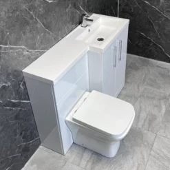 Arno 1100mm L Shape Vanity Sink + Toilet Suite With Black Handles – Right Hand 17 Arno 1100mm L Shape Vanity Sink + Toilet Suite With Black Handles – Right Hand -UK Bathroom Products Sales 2024 Arno L Shape Vanity Set Square Pan Over KIT1003 B RH 2