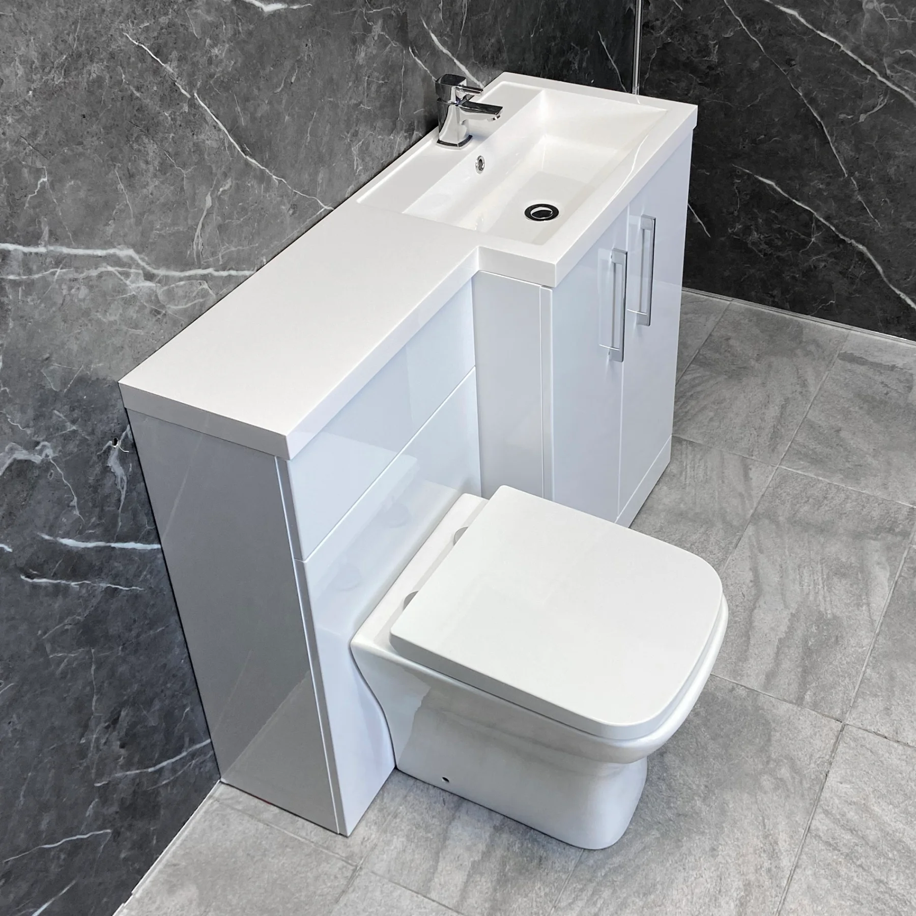 Arno 1100mm L Shape Vanity Sink + Toilet Suite With Black Handles – Right Hand 8 Arno 1100mm L Shape Vanity Sink + Toilet Suite With Black Handles – Right Hand - Image 6