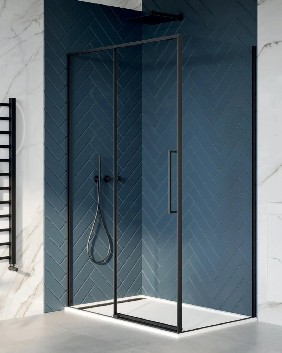 Dawn Asteria Matt Black Left Hand Sliding Shower Door 3 Dawn Asteria Matt Black Left Hand Sliding Shower Door