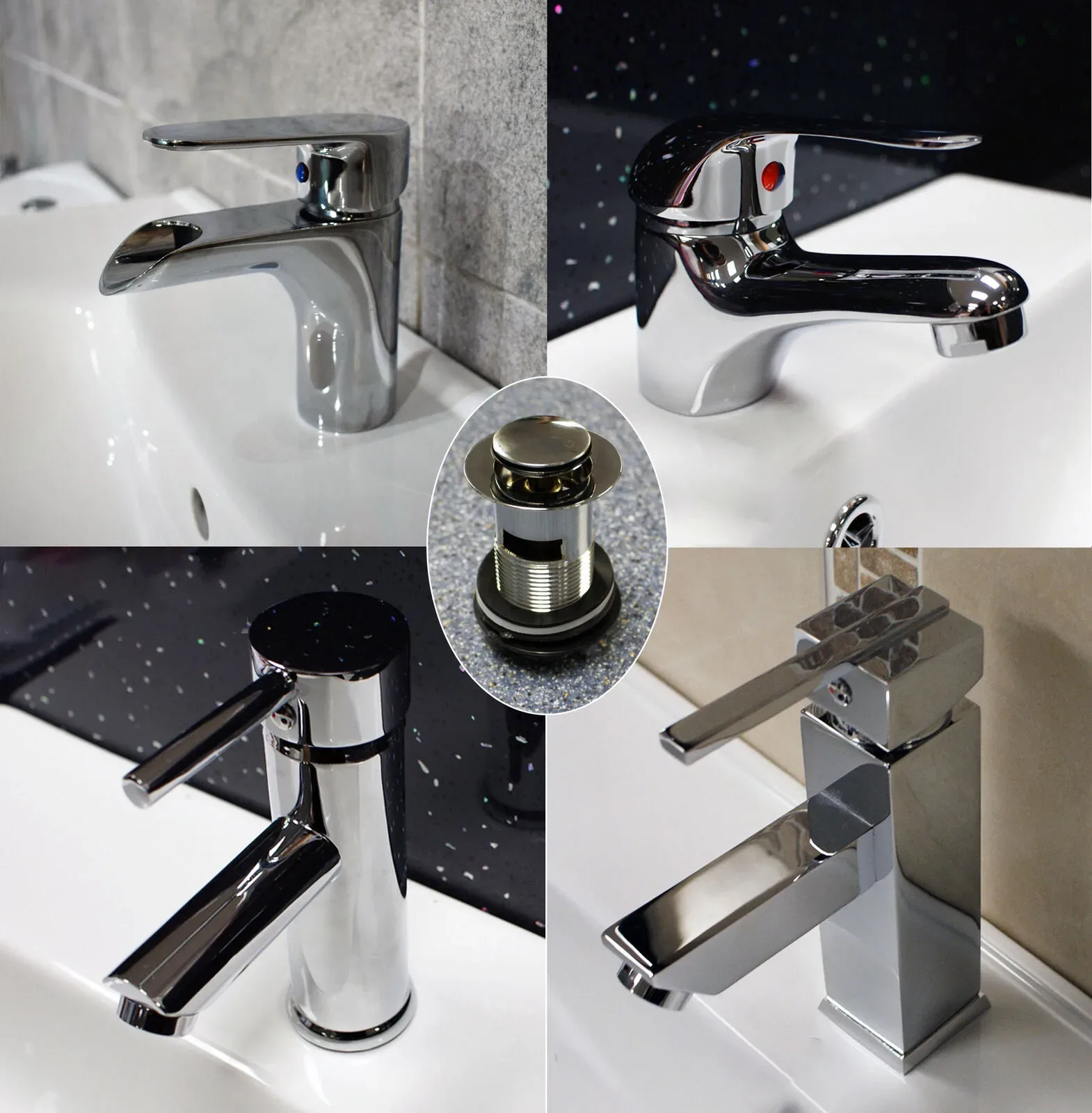 Basin Sink Mixer Mono Bathroom Tap Lever Waterfall + Click Clack Waste Option 4 Basin Sink Mixer Mono Bathroom Tap Lever Waterfall + Click Clack Waste Option - Image 2