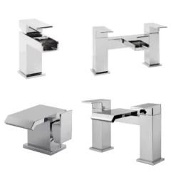 Bathroom Waterfall Basin Mixer Tap + Bath Filler Open Spout / Side Lever Style