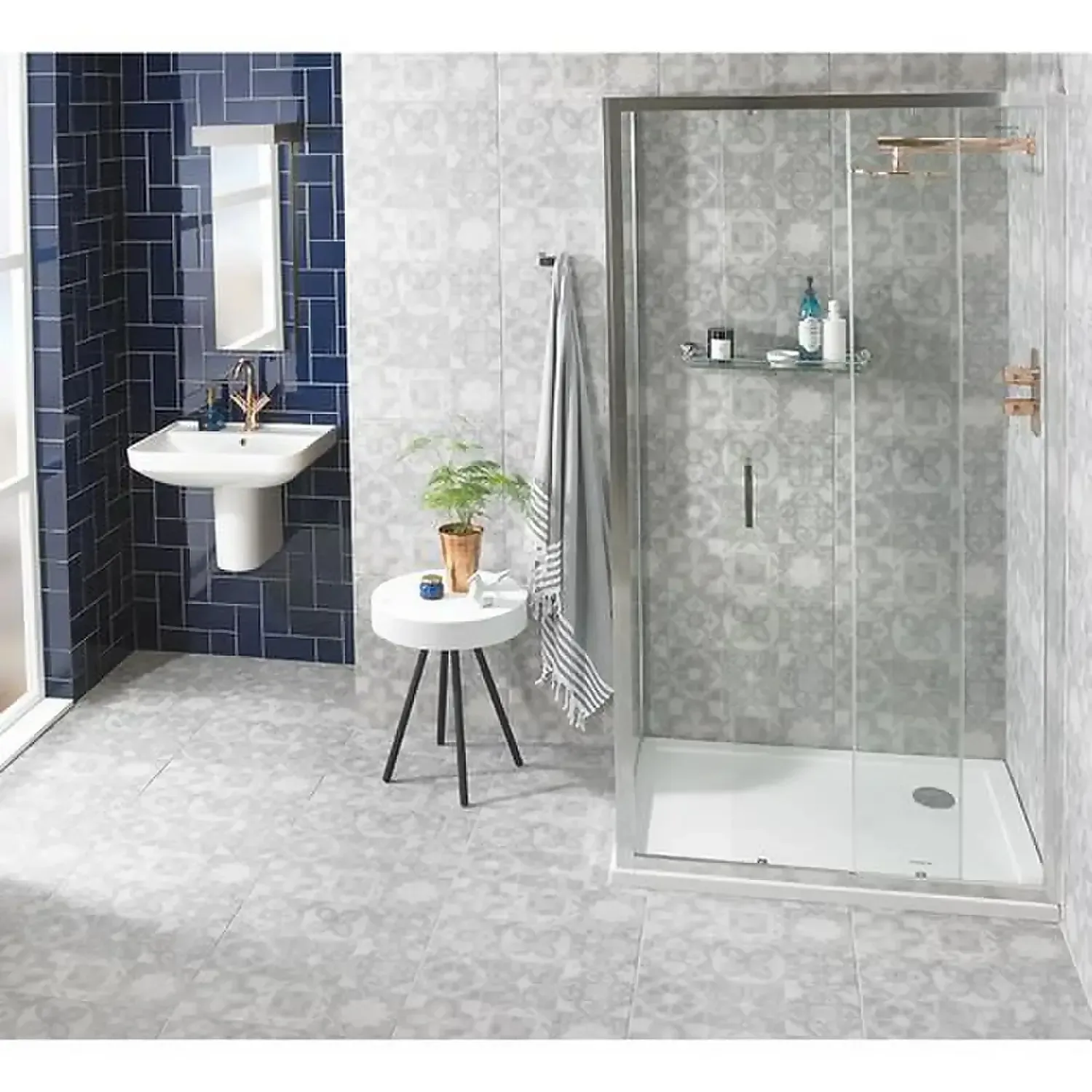 Benchmark Modern 1100mm Sliding Shower Door Chrome Frame 4 Benchmark Modern 1100mm Sliding Shower Door Chrome Frame - Image 2