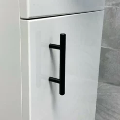 Vanity Unit Bathroom Sink Basin Storage With Black Handles White – Various Sizes 13 Vanity Unit Bathroom Sink Basin Storage With Black Handles White – Various Sizes -UK Bathroom Products Sales 2024 Black Handle close up jpg webp