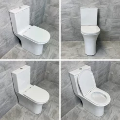 Cam Close Coupled Rimless Comfort Height Open Or Closed Back Toilet Inc. Seat