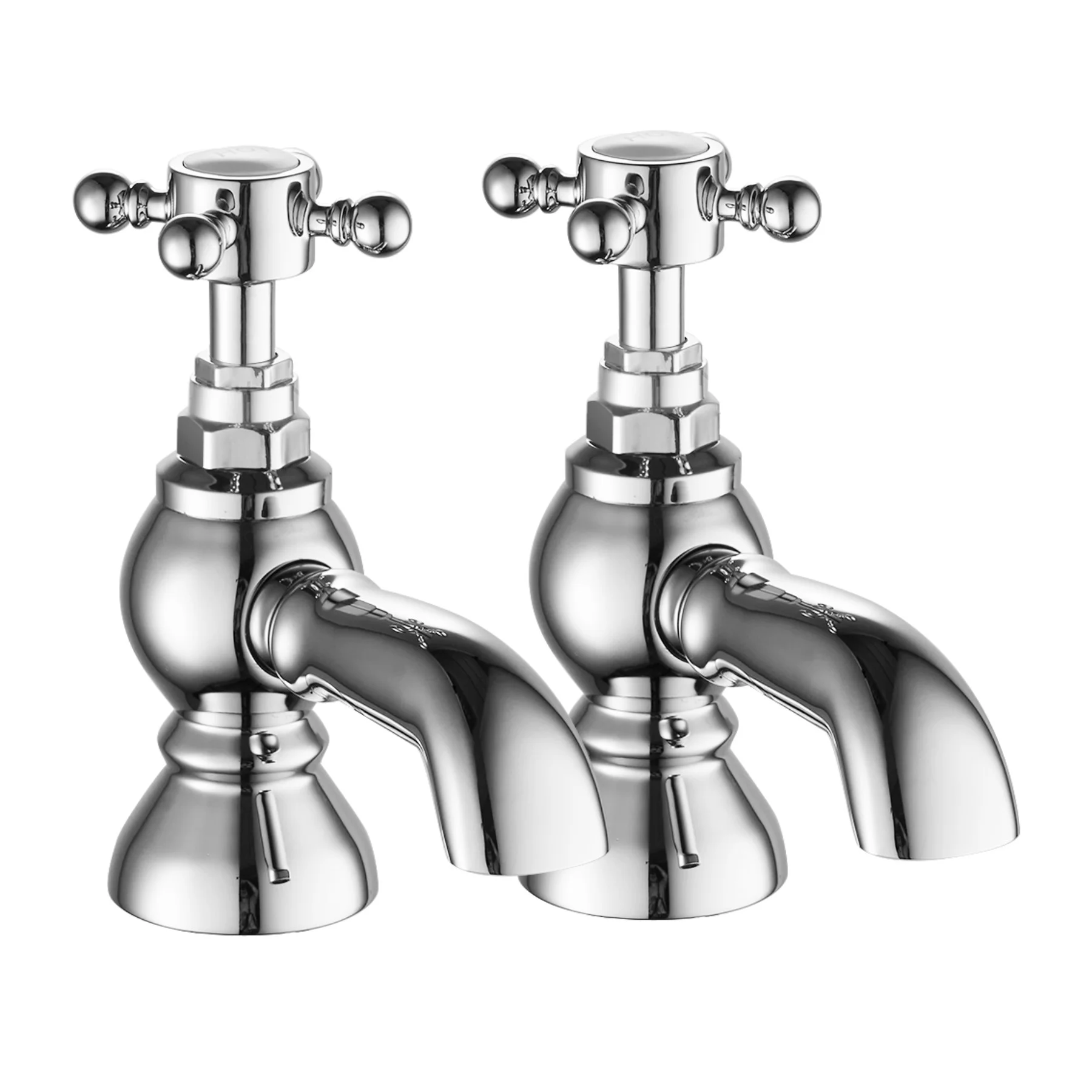 Cammie Traditional Cross Head Basin Pillar Taps Chrome & White 5 Cammie Traditional Cross Head Basin Pillar Taps Chrome & White - Image 3