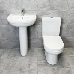 Charlotte Modern Style Basin Sink & Toilet Set Bathroom Suite Ensuite