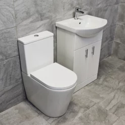 Luxury Cloakroom 550mm Vanity Basin Sink Set With Christie Comfort Height Toilet