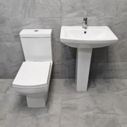 Christina Closed Couple Toilet WC & Pedestal Basin Bathroom Set