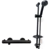 Myra Matt Black Round Thermostatic Bathroom Shower Valve & Slide Rail Kit 1 Myra Matt Black Round Thermostatic Bathroom Shower Valve & Slide Rail Kit -UK Bathroom Products Sales 2024 Combo kit jpg webp