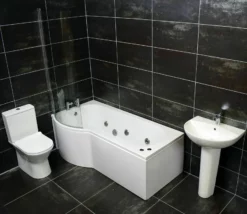 Compact Shower Bath Suite Inc. Screen + Taps + Whirlpool – Left Hand Option