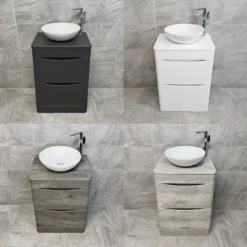 Aegean Floorstanding Bathroom Vanity Unit With Wok Basin & Tap In 4 Colours