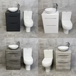 Aegean Floorstanding Vanity & Toilet Set Unit With Wok Basin & Tap In 4 Colours