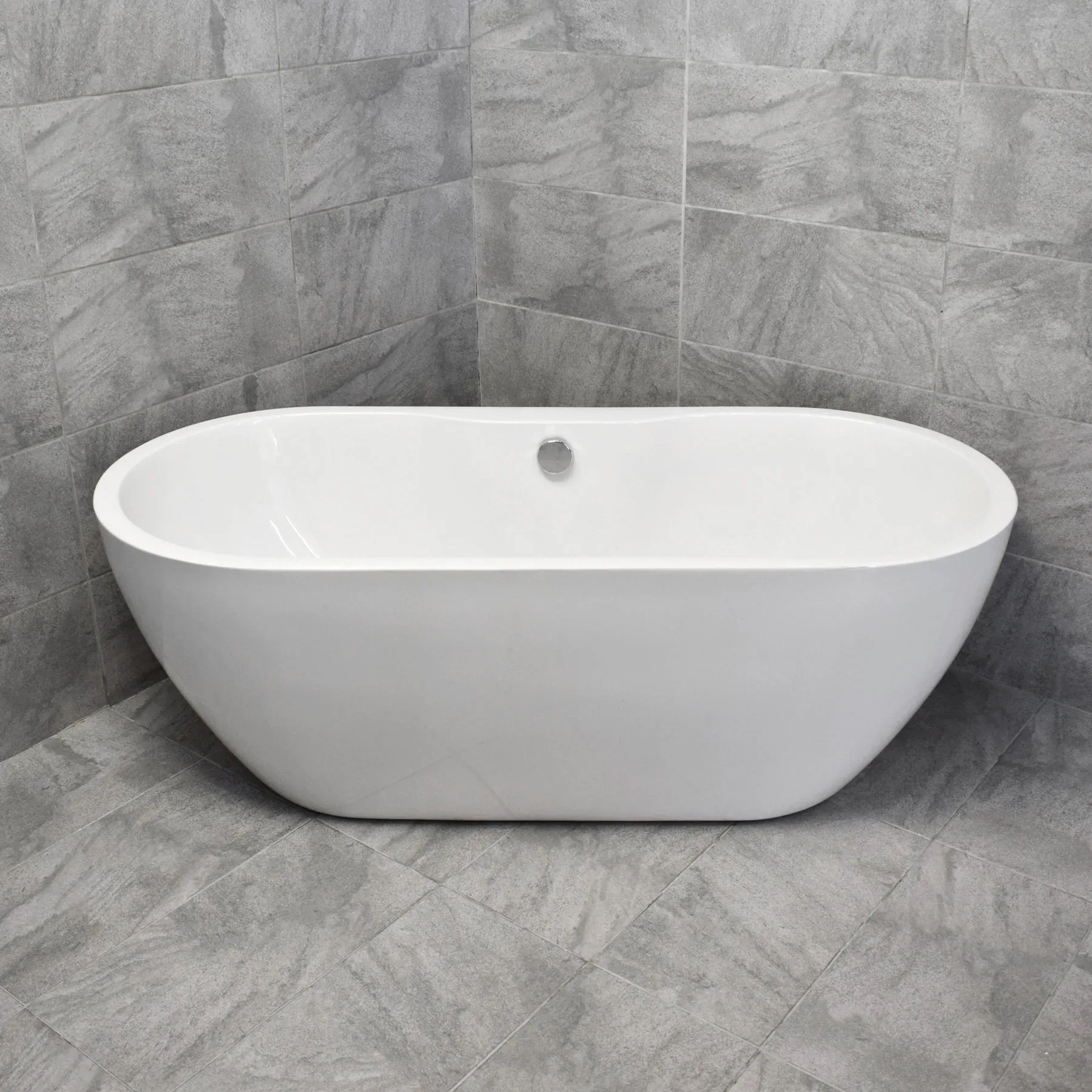 Flo 1555 X 745mm Modern Freestanding White Acrylic Bath With Waste Options 3 Flo 1555 X 745mm Modern Freestanding White Acrylic Bath With Waste Options