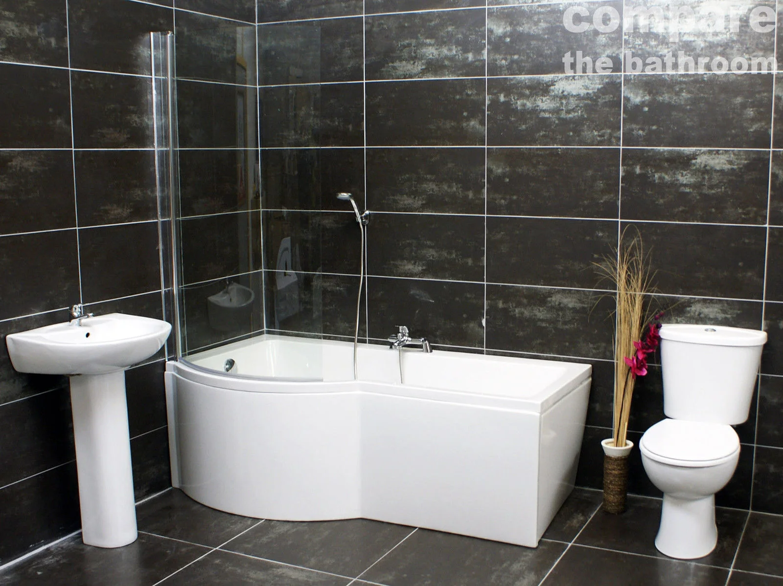 Complete P Shape Showerbath Bathroom Suite With Screen & Taps Option Left Hand 4 Complete P Shape Showerbath Bathroom Suite With Screen & Taps Option Left Hand - Image 2