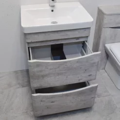 Aegean Light Concrete Grey Bathroom Furniture Set 600mm Basin Unit + Toilet 15 Aegean Light Concrete Grey Bathroom Furniture Set 600mm Basin Unit + Toilet -UK Bathroom Products Sales 2024 Concrete suite drawers jpg webp 1