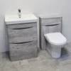 Aegean Light Concrete Grey Bathroom Furniture Set 600mm Basin Unit + Toilet