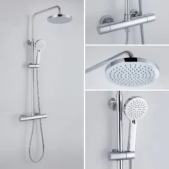 Cool Touch Thermostatic Shower Set Kit Valve Dual Head Round Or Square