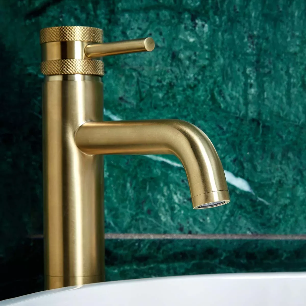 Core Brushed Brass Modern Round Style Tall Mono Basin Mixer Bathroom Tap 4 Core Brushed Brass Modern Round Style Tall Mono Basin Mixer Bathroom Tap - Image 2