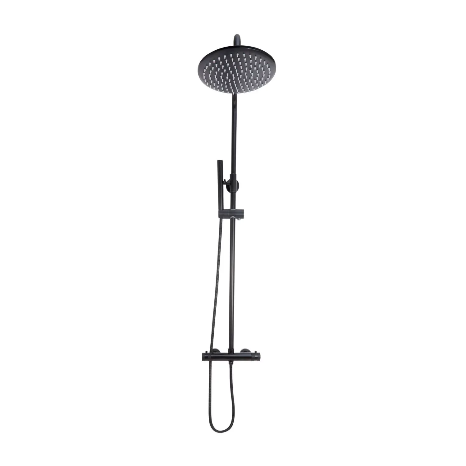 Core Matt Black Thermostatic Round Rigid Riser Shower Valve Two Heads 3 Core Matt Black Thermostatic Round Rigid Riser Shower Valve Two Heads