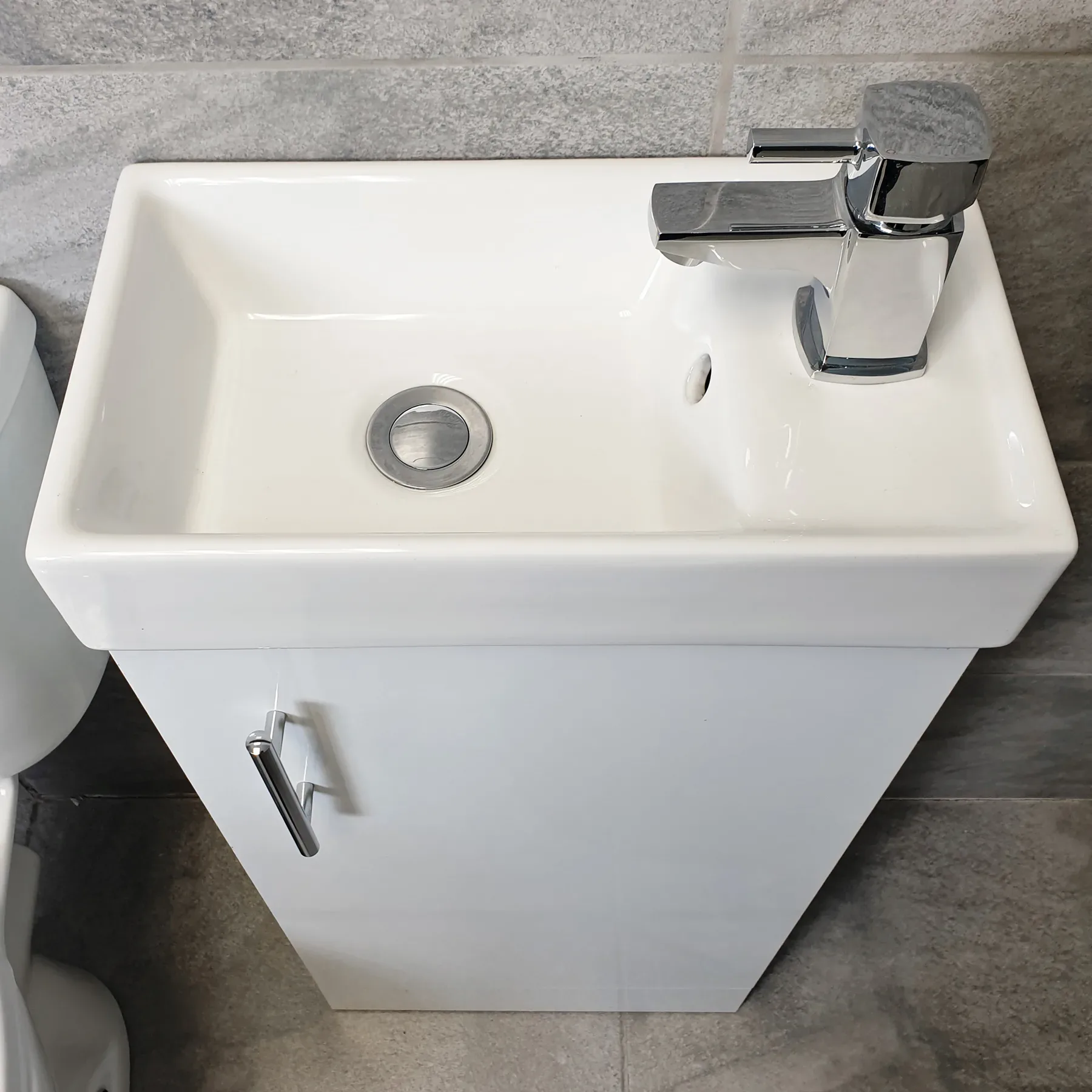 Cube 400mm Cloakroom Vanity Basin Sink Unit & Space Saving Toilet Set Ensuite 7 Cube 400mm Cloakroom Vanity Basin Sink Unit & Space Saving Toilet Set Ensuite - Image 5
