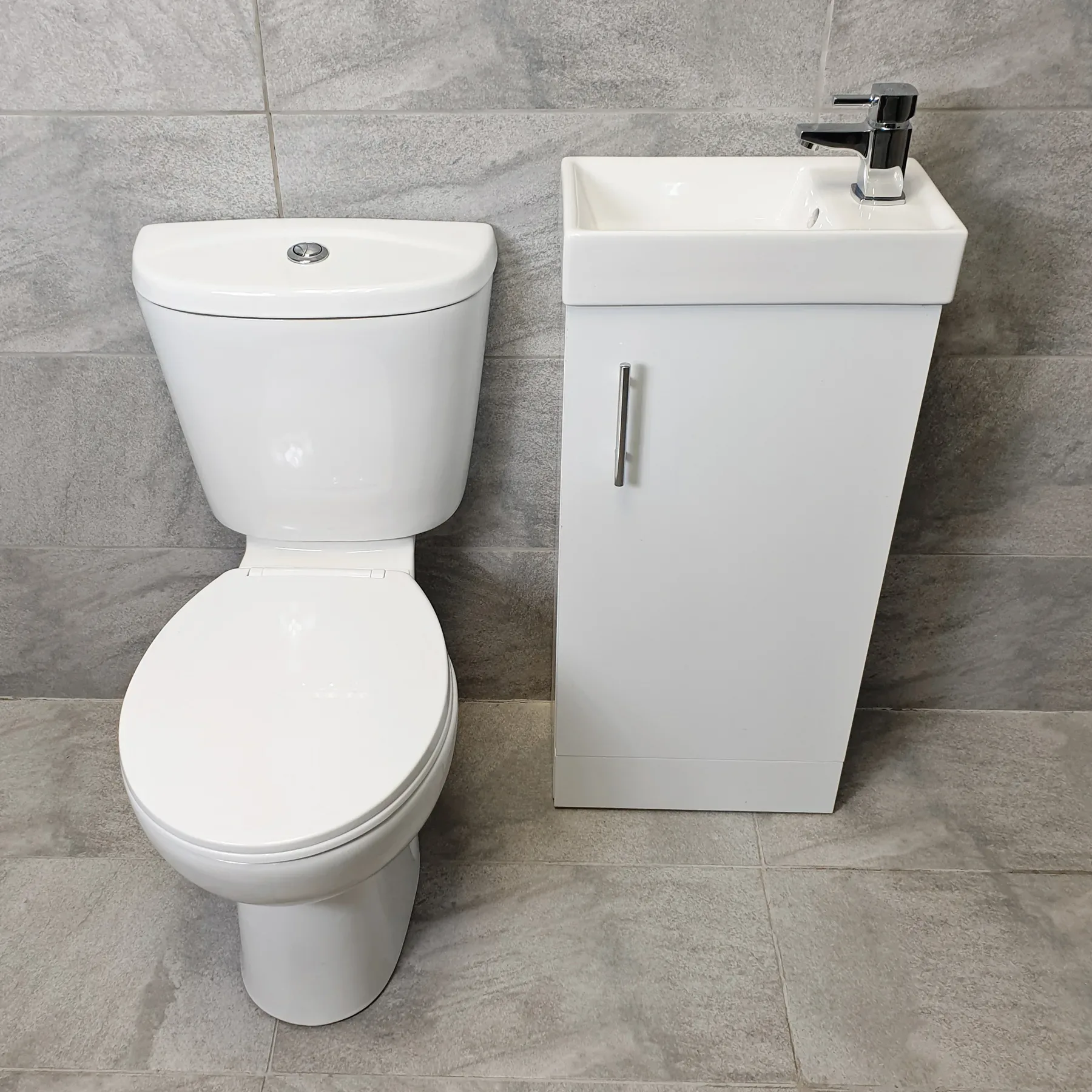Cube 400mm Cloakroom Vanity Basin Sink Unit & Space Saving Toilet Set Ensuite 4 Cube 400mm Cloakroom Vanity Basin Sink Unit & Space Saving Toilet Set Ensuite - Image 2