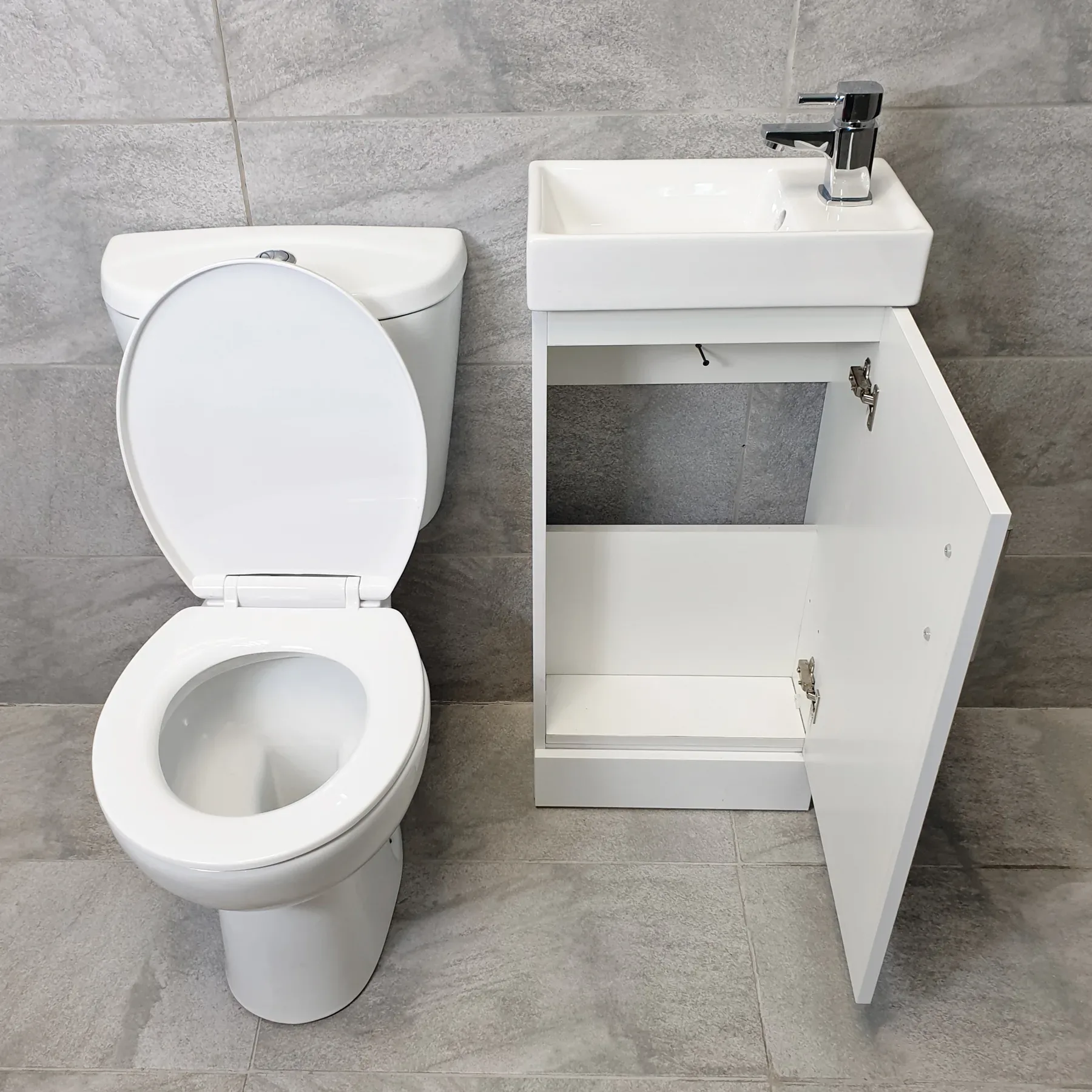 Cube 400mm Cloakroom Vanity Basin Sink Unit & Space Saving Toilet Set Ensuite 8 Cube 400mm Cloakroom Vanity Basin Sink Unit & Space Saving Toilet Set Ensuite - Image 6