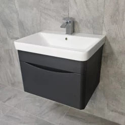 Aegean Wall Hung Vanity Basin Sink Unit – Matt Dark Grey