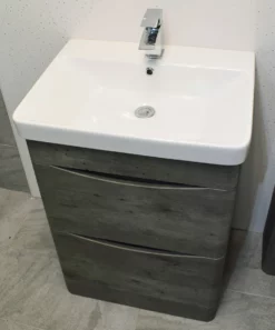Aegean Bathroom Dark Concrete Grey Vanity Unit Furniture 600mm Basin Sink
