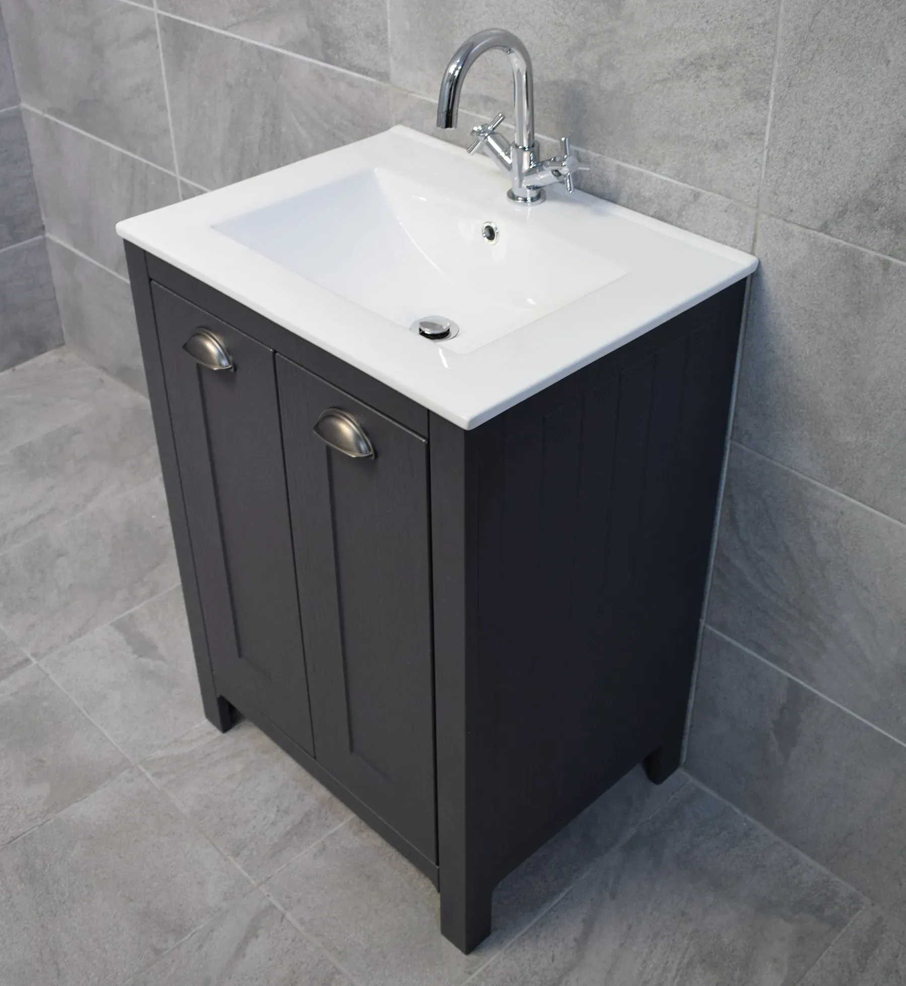 Derby 600mm Bathroom Storage Vanity Unit Basin Sink – Dark Grey 3 Derby 600mm Bathroom Storage Vanity Unit Basin Sink – Dark Grey