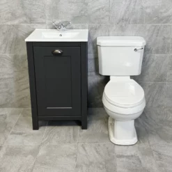 Derby Traditional Dark Grey Vanity Unit + Carlton Toilet Set Cloakroom Suite